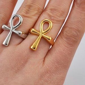 Gold Egyptian ankh ring
